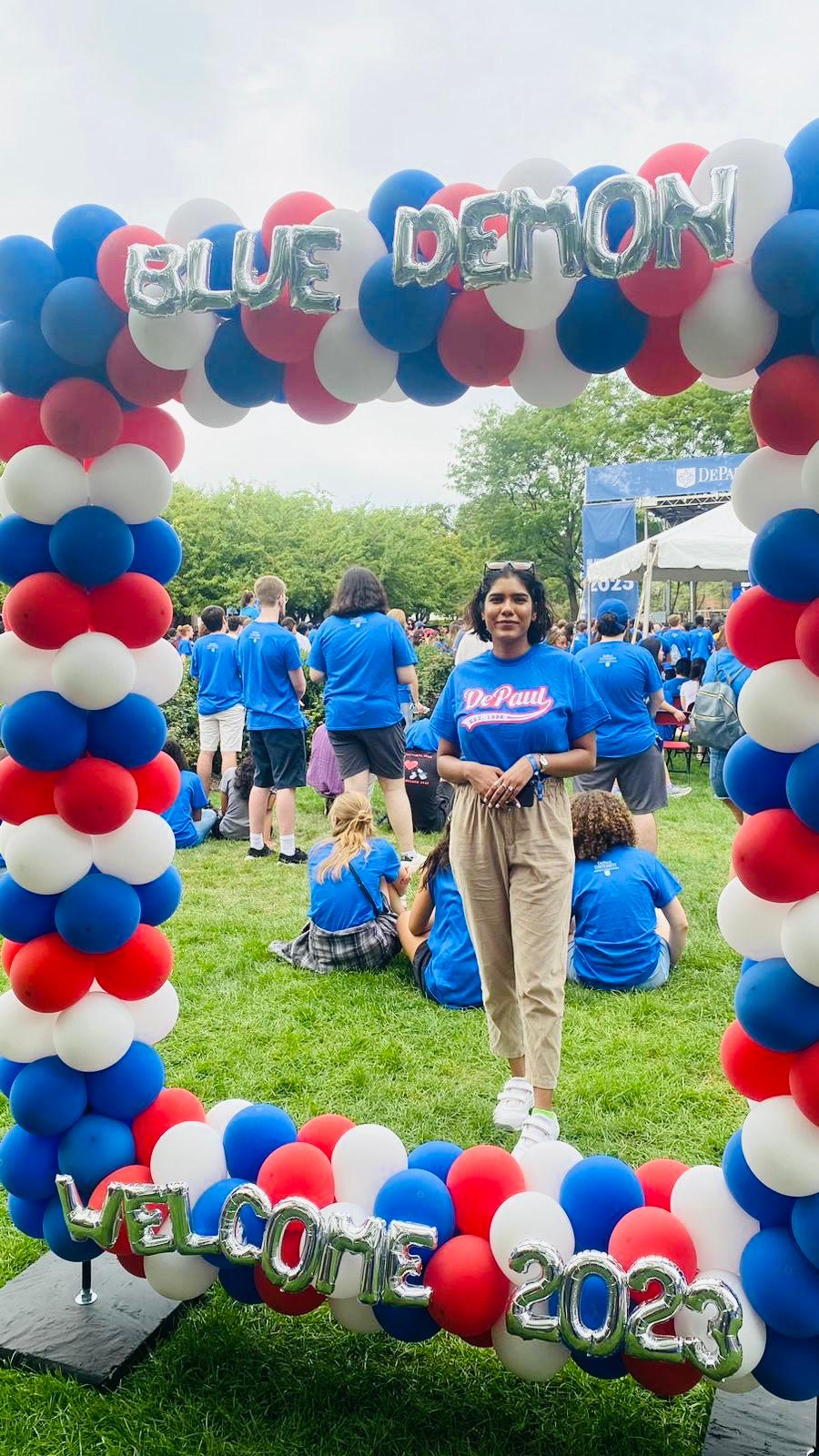Mehak at DePaul University Blue Demon Welcome 2023 event